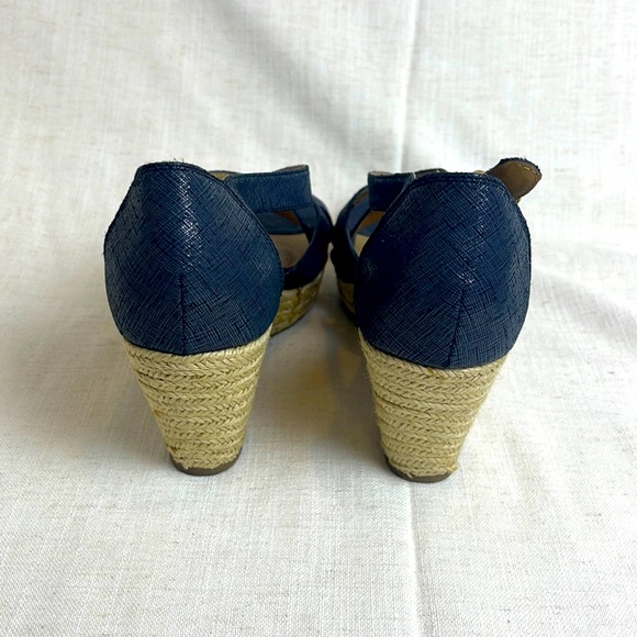 Sole Sensibility Navy Comfort Straw Wedge Sandals SIZE 10 USED - Picture 4 of 6